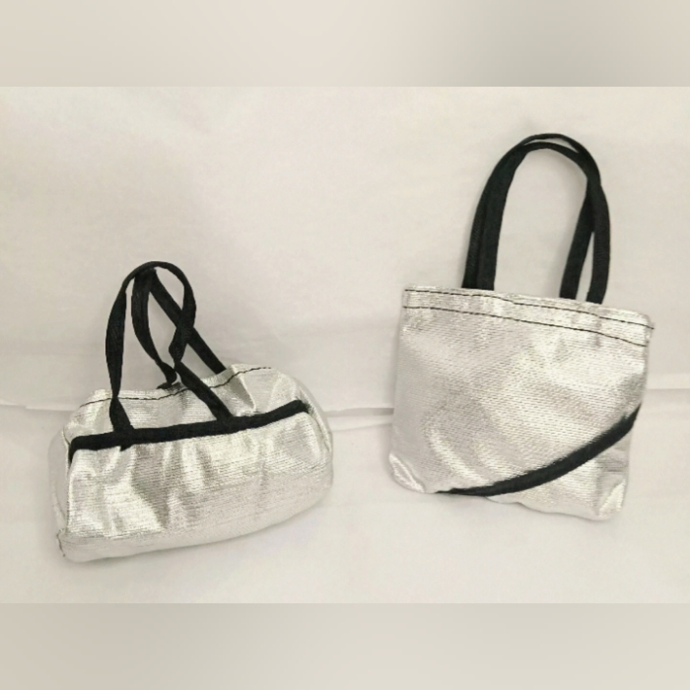 Vtg 80's Barbie silver tote&duffle bag travel set